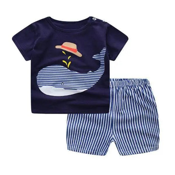 Adorable Summer Cartoon T-Shirt Ensemble for Infants Set 