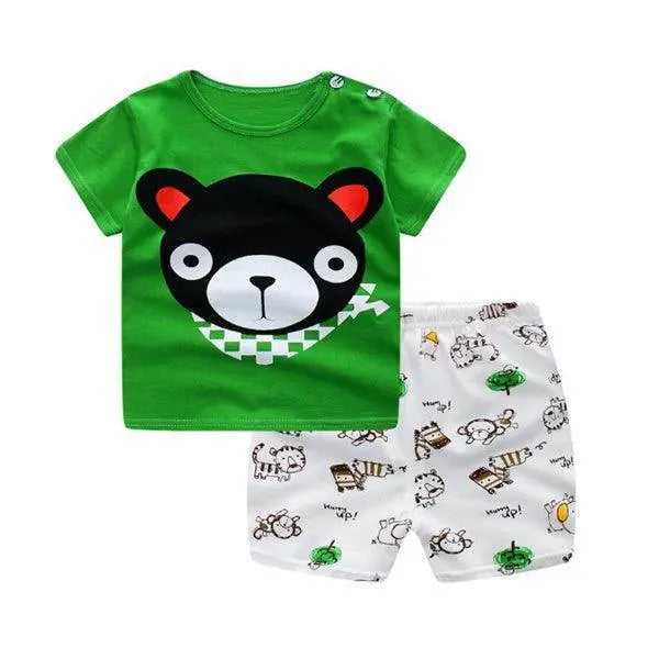 Adorable Summer Cartoon T-Shirt Ensemble for Infants Set 